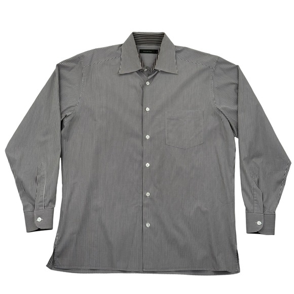 Ermenegildo Zegna Other - Ermenegildo Zegna Mens Button Down Shirt LRG Brown White Micro Check Office